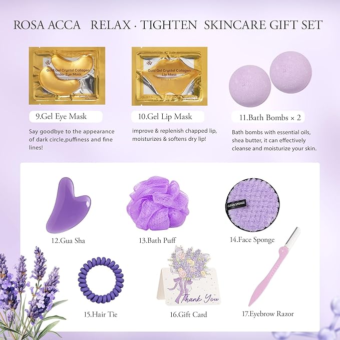 23 Pcs Mother's Day Gifts, Lavender Facial Skin Care Set, Bath and Body Gifts - Image 5