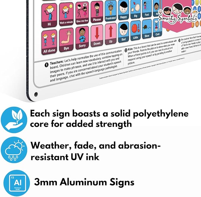 Weather-Proof Aluminum School Playground Communication Board for Autism - Outdoor Inclusive Communication Aid, Lightweight & Durable for Autism & Inclusive Play