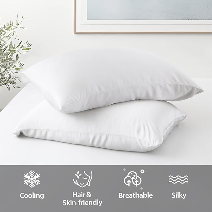 2 Pack Cooling Pillow Cases, Viscose Derived from Bamboo Pillow Protectors - Image 5