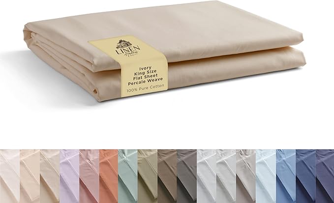 Linen Home 100% Cotton Percale 1 Flat Sheet, King Size by LINENHOME