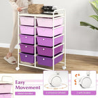GOFLAME 10-Drawer Rolling Storage Cart, Art Craft Storage Organizer on Wheels, Multipurpose Movable Utility Cart for School, Office and Home, Purple Gradient