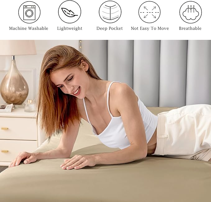 FreshCulture Pure Cotton Fitted Sheets Twin XL Size, 300 Thread Count Percale - Image 5