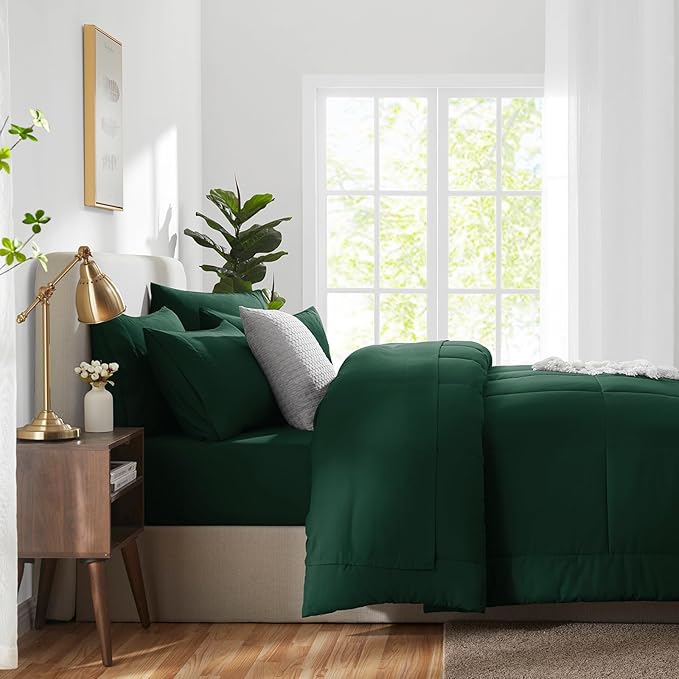 CozyLux Full Size Comforter Sets Emerald Green, 7 Pieces Bed in a Bag, All - Image 9