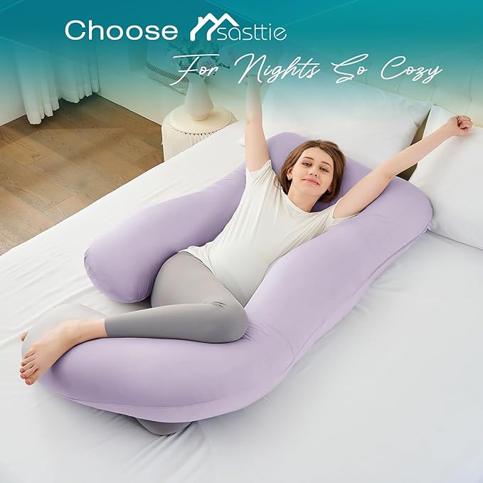 Sasttie Pregnancy Pillows for Sleeping, U Shaped Cooling Full Body Pillow - Image 7