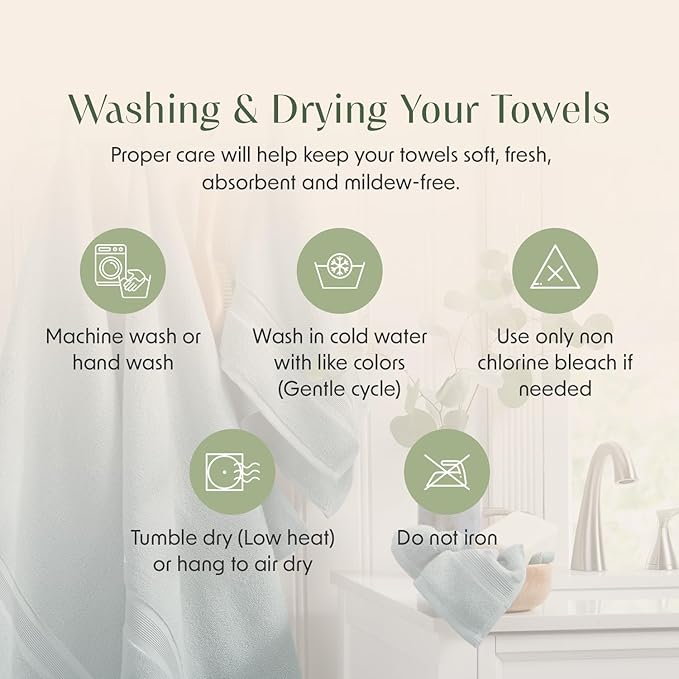 Springtree Home Luxury Bamboo Rayon Bath Towel Set of 4 | 35% Bamboo Rayon - Image 8