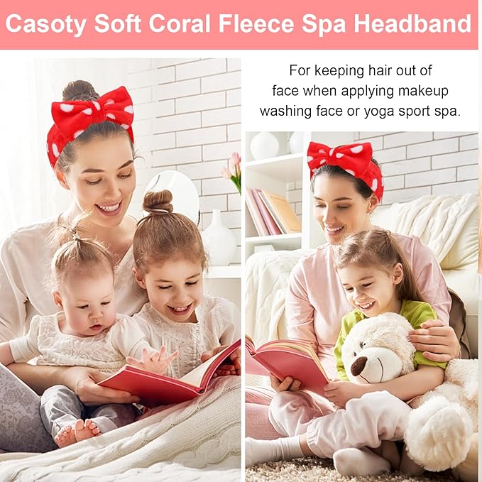 Casoty 10 Pcs Red Dot Makeup Headbands, Spa Gifts - Image 4