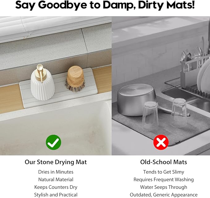 3 Pack Diatomite Stone Sink Tray, Water Absorbing Mat - Image 4