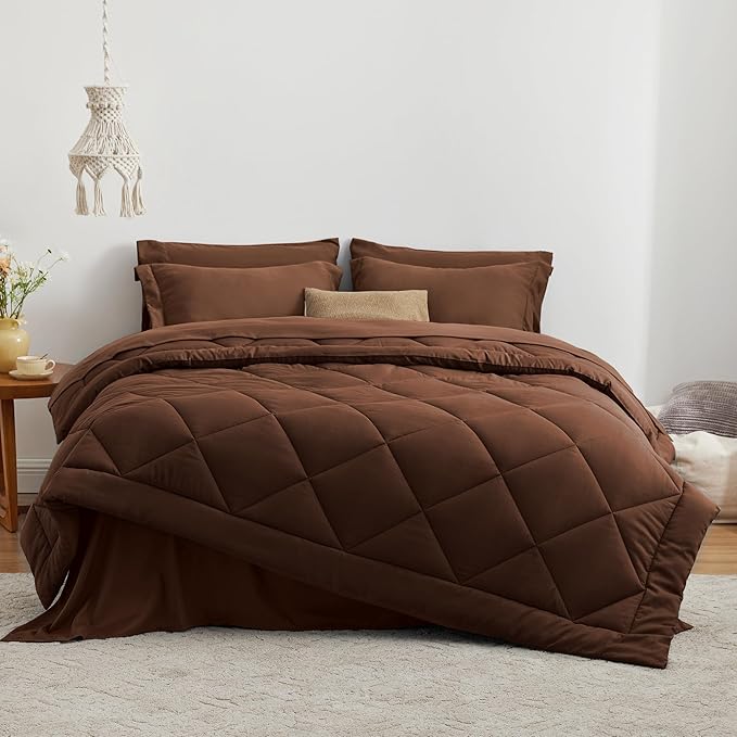 Love's cabin King Size Comforter Set Brown, 7 Pieces King Bed in a Bag - Image 2