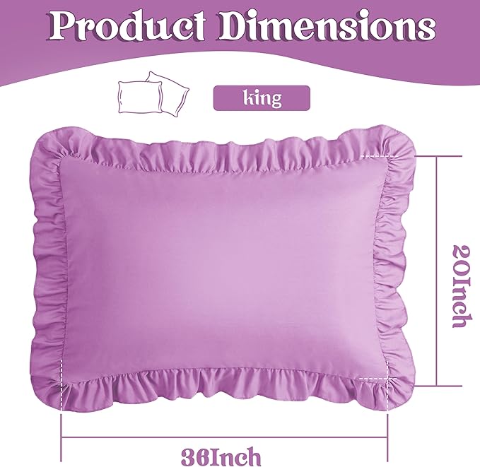 KKJIAF Ruffle Pillow Cases King Size Set of 2, Ruffled Pillow Covers - Image 3