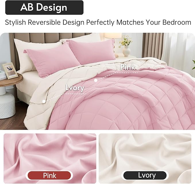 MUXHOMO 7 Pieces King Comforter Set, Reversible Bed in a Bag King Size - Image 3