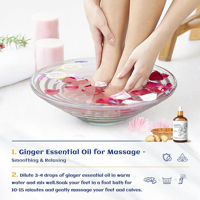 HIQILI Pure Ginger Essential Oil 3.38 Fl Oz, Pure Natural Premium Ginger Oil - Image 4