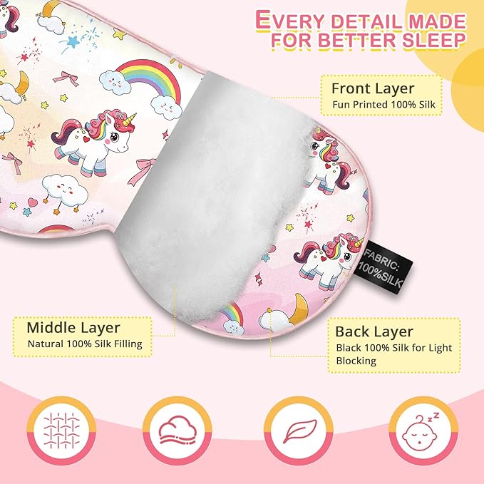 Kids Silk Sleep Mask: 100% Mulberry Silk Eye Mask - Image 2