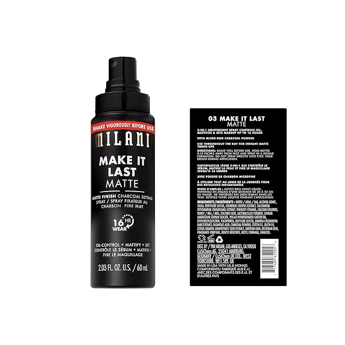 Milani Setting Spray + Primer, Make It Last Matte- Oil Absorbing Charcoal - Image 2