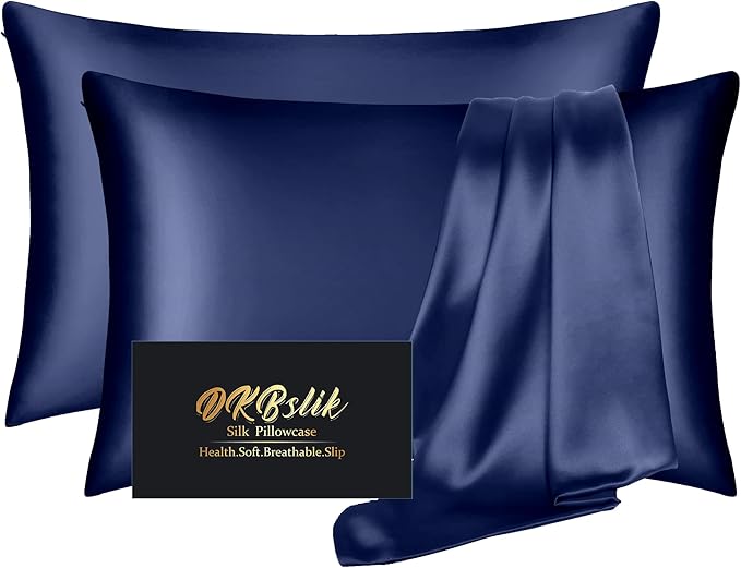 Silk Pillowcase 2 Pack, Natural Mulberry Silk Pillow Case, Anti Acne Silk by HOME