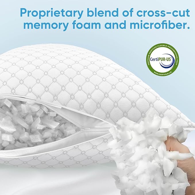 OAISZ Shredded Memory Foam Pillow, King Size Cooling Adjustable Firm Bed Pillow - Image 4