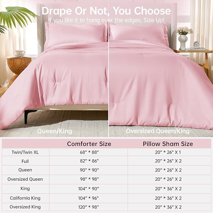 MUXHOMO Pink Twin/Twin XL Comforter Set, All Season Ultra Soft Down Alternative - Image 8