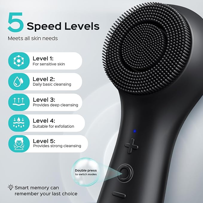 COSLUS FBS03 Face Scrubber Facial Cleansing Brush: 2 in 1 Spin and Vibration - Image 7