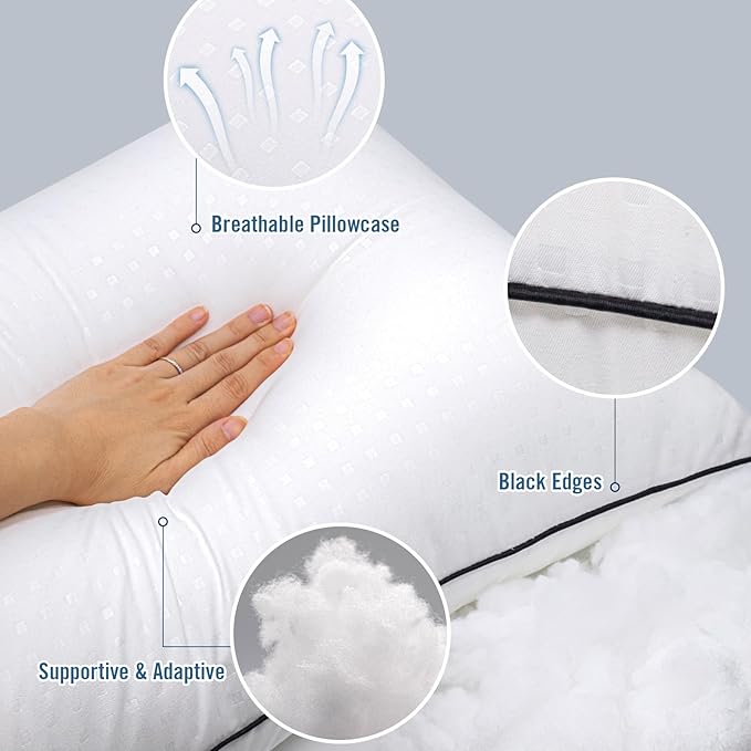 Standard Size Bed Pillows for Sleeping 4 Pack, Luxury Hotel Pillows, - Image 4