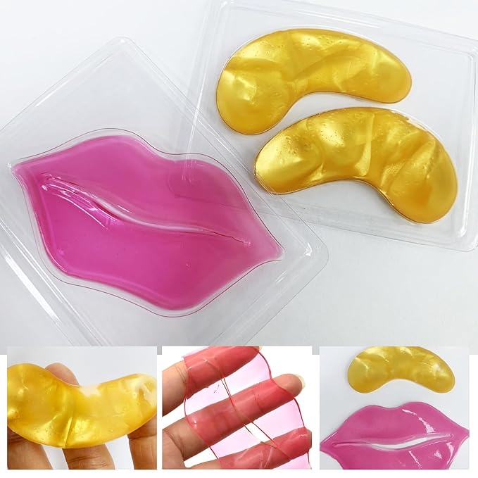 Permotary 30 Pairs 24K Gold Eye Masks & Lip Mask, Under Eye Patches and Lip Pads - Image 6