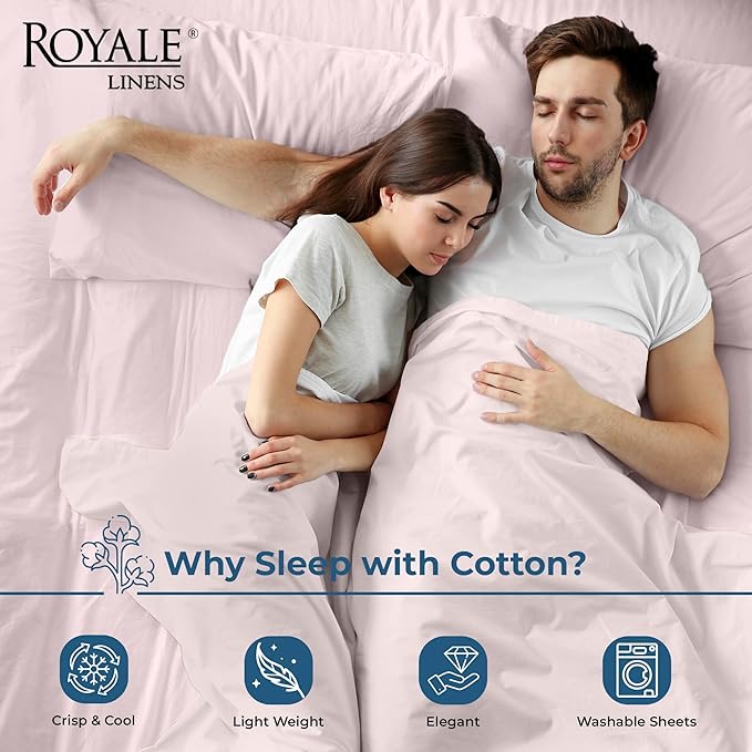 Royale Linens 100% Organic Cotton King Flat Sheet Only - Image 3