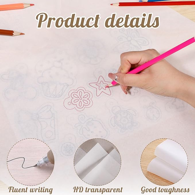 Tracing Paper Roll 17in x 75yd, White Trace Paper Pattern Paper Translucent Tracing Paper for Sewing, Drawing, Sketching, Gift Wrapping