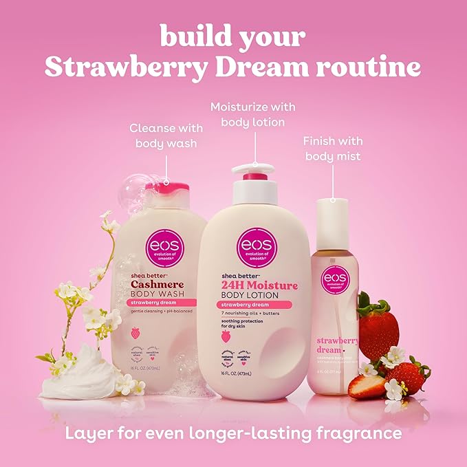 eos Shea Better Body Lotion Strawberry Dream, 24-Hour Moisture Skin Care - Image 8