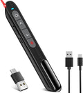 2-in-1 USB Type C Presentation Clicker with Red Light Pointer, Rechargeable Wireless Clicker for Powerpoint Presentations Support Hyperlink Volume Control, Presentation Remote for Mac Windows Keynote