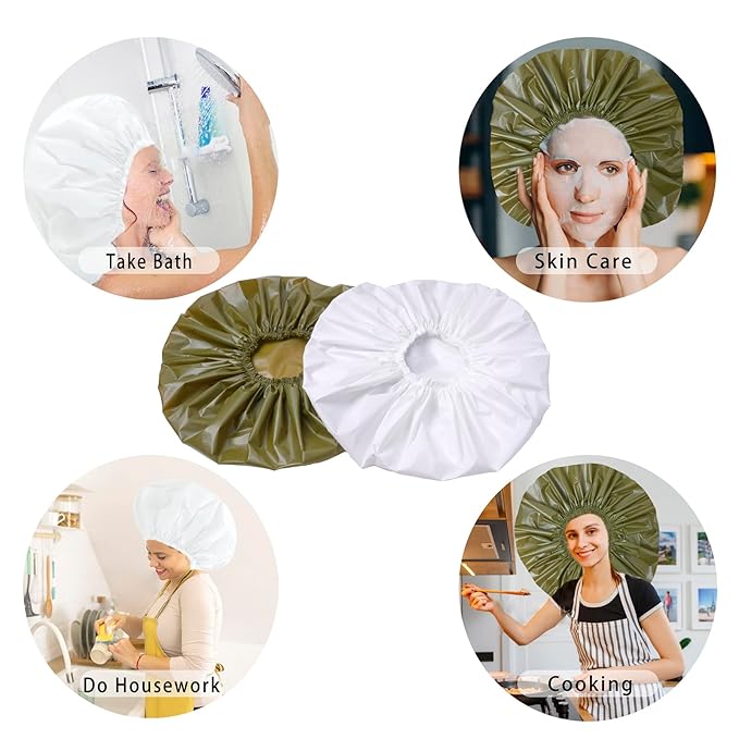 Extra Large Shower Cap 2 PCS Waterproof Shower Caps - Image 8