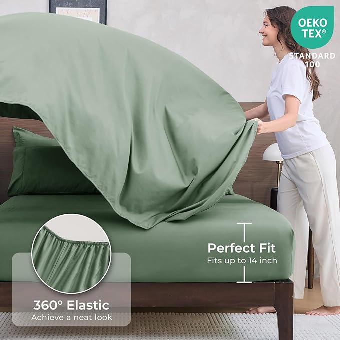 HEVUMYI Sage Green King Comforter Set - Image 5