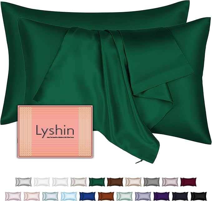 Silk Pillow Cases 2 Pack Queen Size by LYSHINSILKPILLOWCASES
