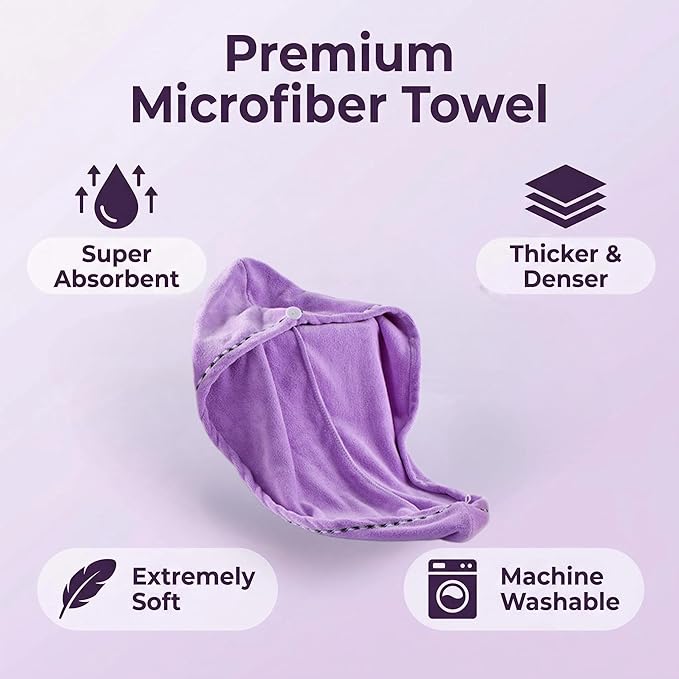Microfiber Hair Towel 4 Pack, Hair Towel Wrap Quick Dry Hair Hat Anti-frizz - Image 2
