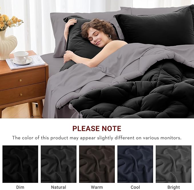 MUXHOMO 7 Pieces Queen Comforter Set, Reversible Bed in a Bag Queen Size - Image 4