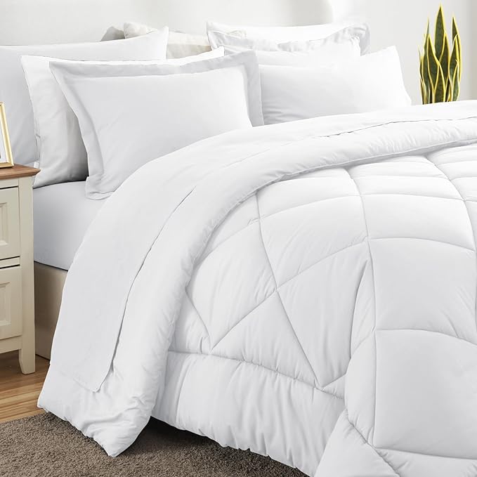 CozyLux King Size Comforter Set White - Image 8