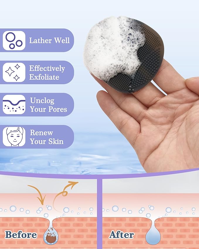 Manmihealth Silicone Back Scrubber & Soft Bath Glove Set 4 PCS, - Image 5