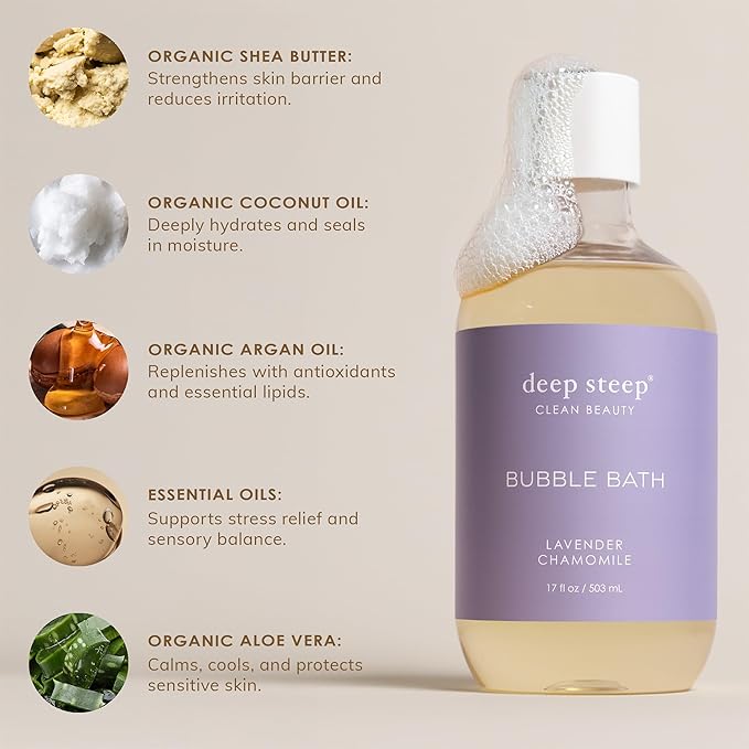 Deep Steep Bubble Bath, Pure Coconut 17 oz – Hypoallergenic, Clinically Tested - Image 7
