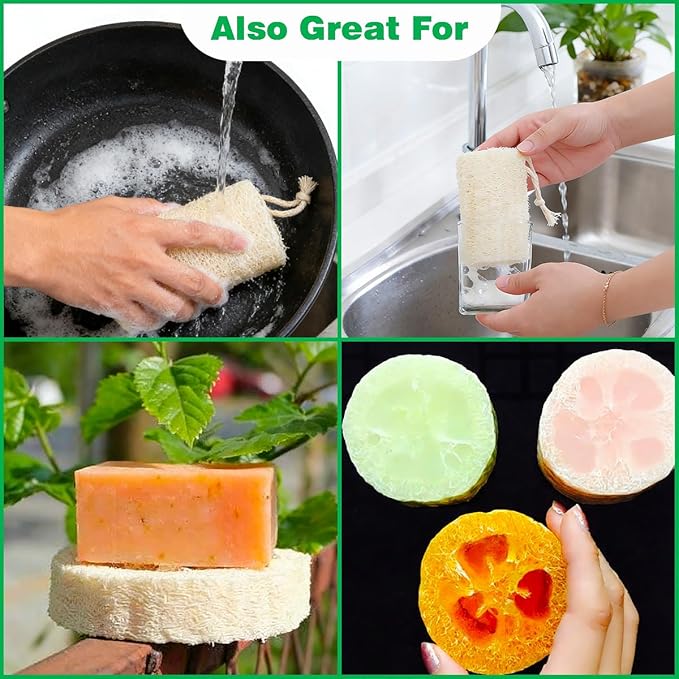 pisdoplop Natural Loofah Exfoliating Body Sponge Scrubber, 5 inch-Long Organic - Image 4