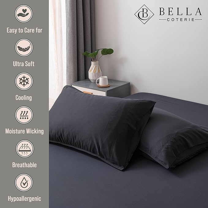 BELLA COTERIE | Luxury Bamboo Viscose Standard Size Pillowcase Set | 100% - Image 2
