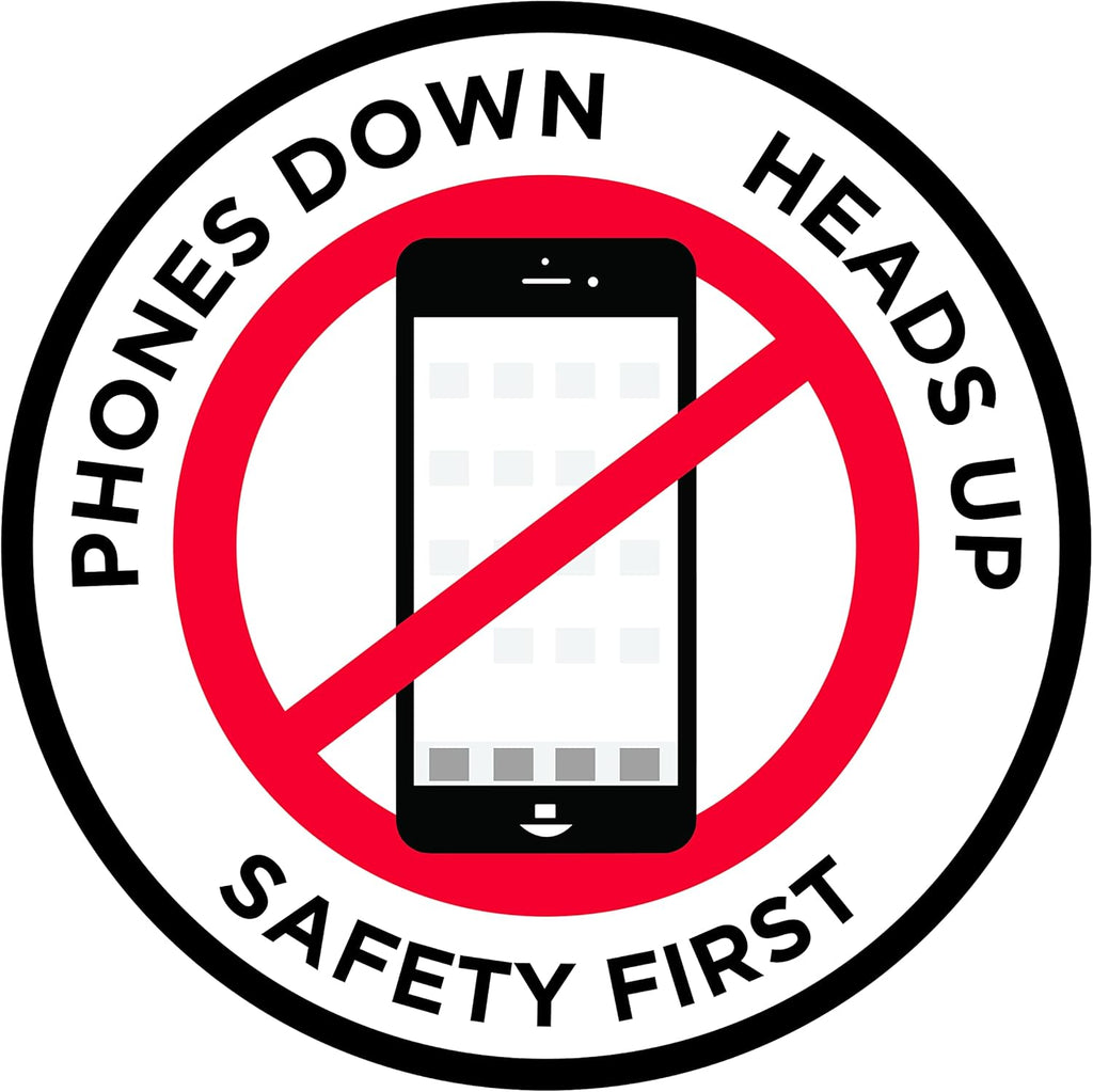 "Phones Down Heads Up" Safety Sign - Laminated Adhesive Floor Signs by Graphical Warehouse (18)