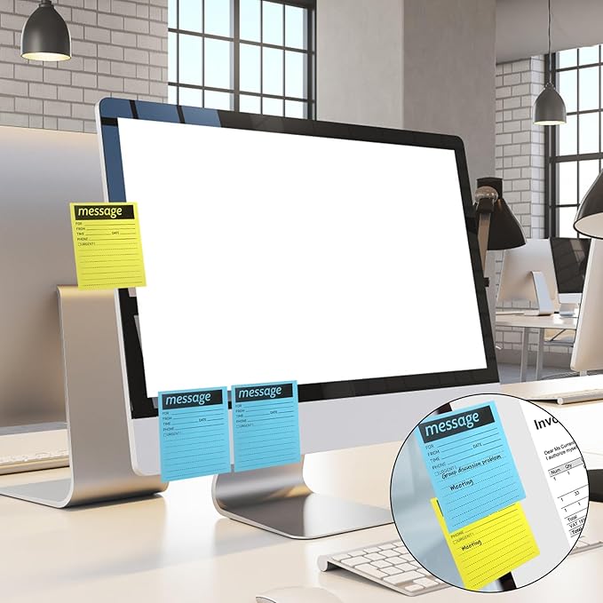 Phone Message Sticky Notes Phone Memo Pads, 9 Pads Lined Sticky Notes Pads, 4x6 inch Phone Message Pad Self Sticky Notes with Line Colorful Post Memos for Office, School and Home, 50 Sheetsx9 Pack