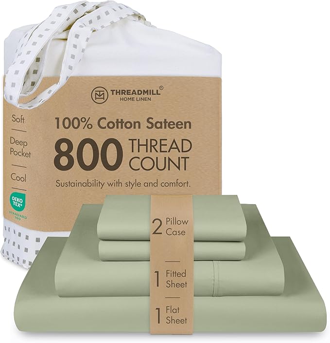 Threadmill Luxury 800 Thread Count Full Size 100% Cotton Sheets by ThreadmillHomeLinen