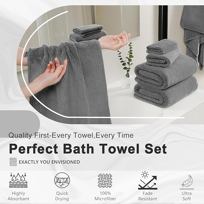 4 Pack Washcloths Set 13"x13", Highly Absorbent & Quick Dry Premium Towel - Image 6