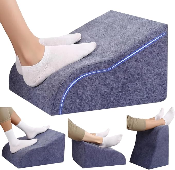 Opuvidity Foot Rest for Under Desk at Work Ergonomic Under Desk Footrest，Support Foot Pillow Double-Sided Footstool， for Office, Home & Gaming Leg Elevation Pillow Blue