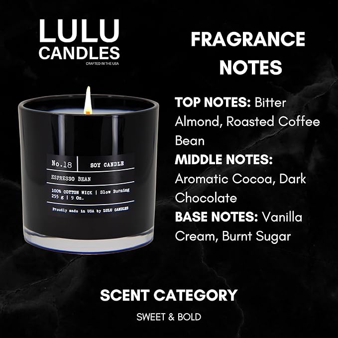 Lulu Candles | Espresso Bean | Luxury Scented Soy Jar Candle | Hand Poured in - Image 2