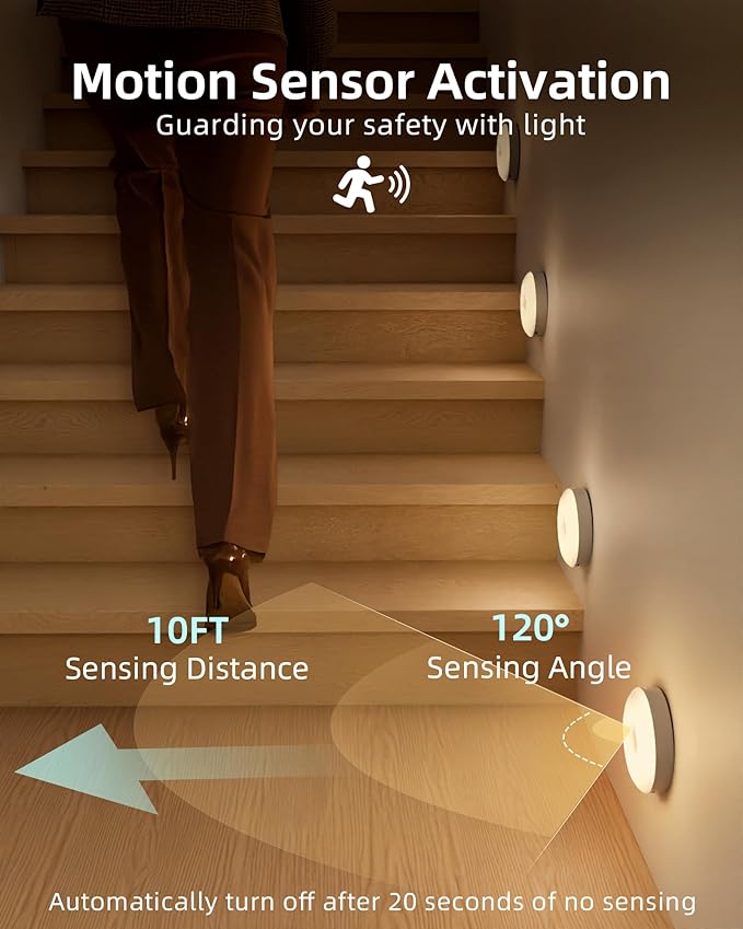 EZVALO Under Cabinet Lighting, 1000mAh Rechargeable Puck Lights - Image 4