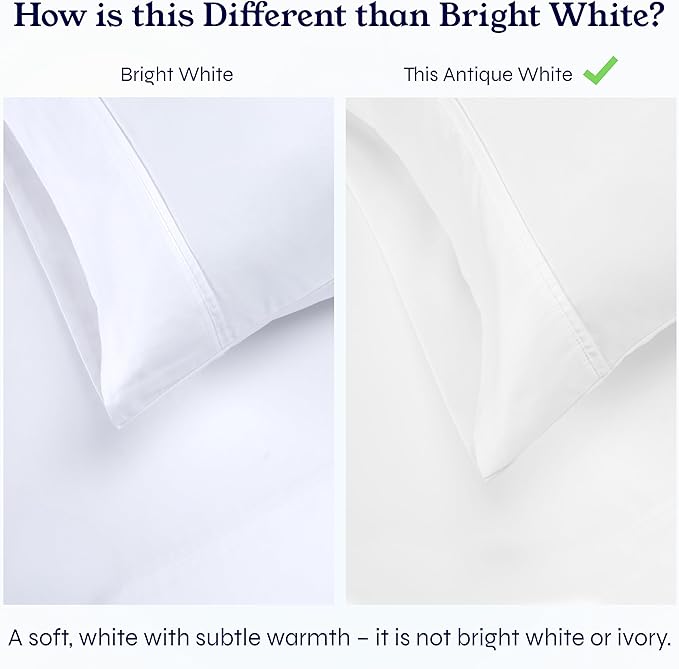 California Design Den Antique White Twin XL Fitted Sheet, Soft 400 Thread Count - Image 5