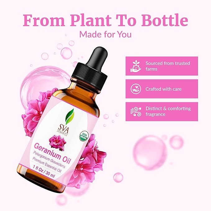 SVA Geranium Essential Oil Organic – 1 Fl Oz – 100% Natural Organic Geranium Oil - Image 4