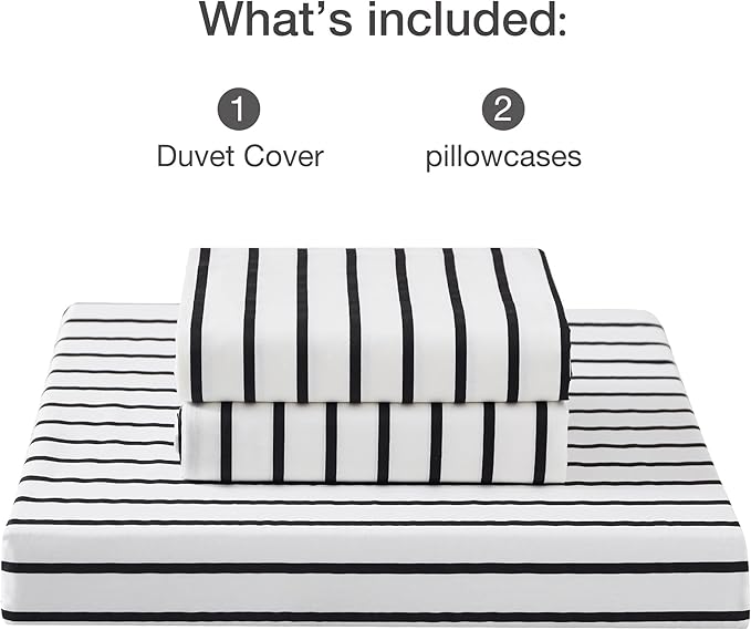 JELLYMONI 100% Natural Cotton 3pcs Striped Duvet Cover Sets, - Image 8