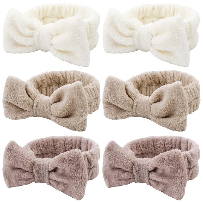 WHAVEL 6 Pack Spa Makeup and Facial Microfiber Bow Headbands by Whavel