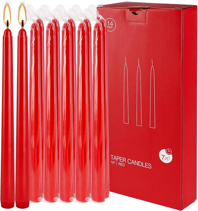 WPONSZU 14 Pack Tall Red Taper Candles 10 Inch Unscented Dripless Candlesticks - Image 7