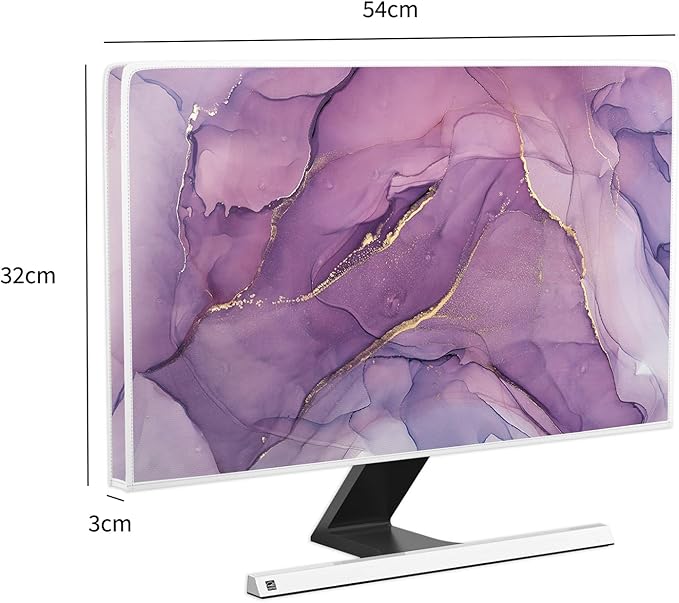 Baocicco Fashion Violet Marble Waterproof 22, 23, 24, 25 Inch Anti-Static Dustproof Creative Design Computer Screen Cover Panel Case Computer Monitor Covers Sleeve Compatible with PC Desktop and TV